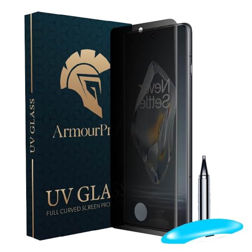 Image of ArmourPro UV Privacy Tempered Glass Screen Protector for OnePlus 12R (6.78 Inch, Pack of 1) Edge-to-Edge Coverage Anti-Spy /Anti-Peeping 9H Hardness| Black