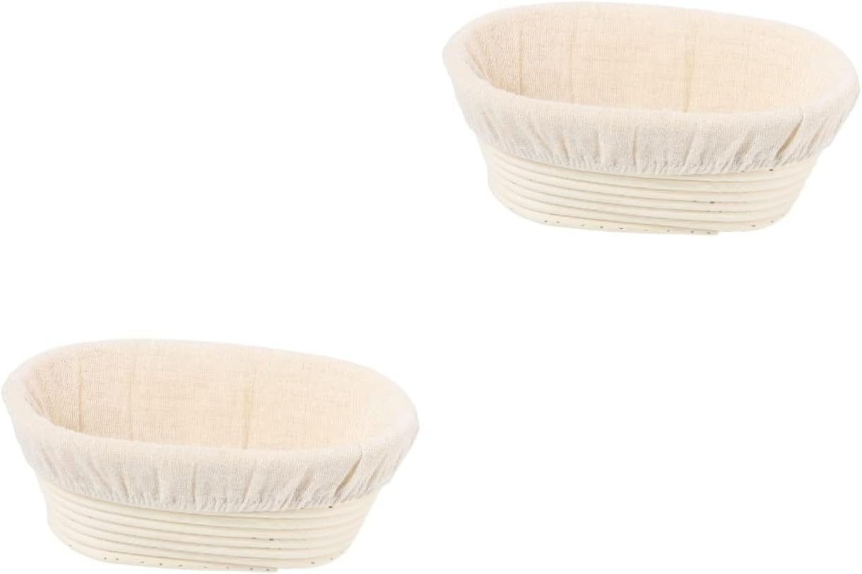2 Sets Fermentation Cane Basket Wicker Hamper Pizza Bread Pizza Dough Brotform Proofing Basket Sourdough Proofing Basket Rattan Bread Basket Bread Rattan Woven Basket Bread Basket (Assorted Colorx2pcs