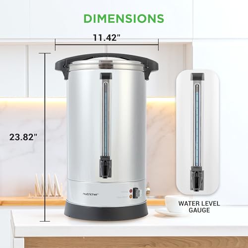 NutriChef Water Boiler and Hot Water Dispenser, 19L Electric Beverage Dispenser with Safety Lock Lid, Non-Drip Tap, Warm Function, Food Grade Stainless Steel, Home & Commercial Use, 19"x9"x9", Silver by NutriChef - Image 7