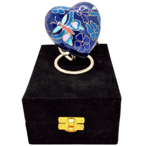 AKANKSHA ARTSClassic Heart Shape Keepsake Urn for Human Ashes – with Box and Stand - Lovely Floral Design 7 cms high