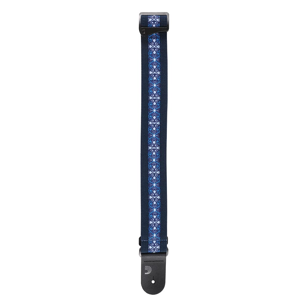 D'Addario Accessories Guitar Strap - Deluxe Cotton Guitar Strap, Blue, Large
