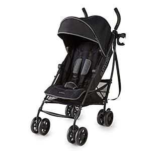 Summer Infant 3Dlite+ Convenience Stroller, Lightweight Umbrella Stroller with Oversized Canopy, Extra-Large Storage and Compact Fold, Black