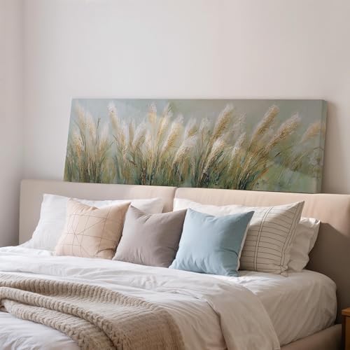 Décoration murale herbes de la pampa et art botanique neutre sur toile