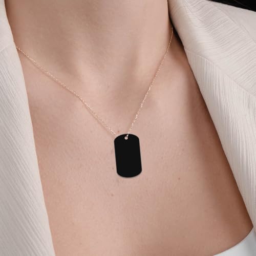 Dimeho 25 Stück Aluminiumgravur Rohlinge, Stanzrohlinge Aluminium Blank Dog Tags Schildform Mit Loch Metallprägungen Schwarze Metall-Tags zum Gravieren Blanko-Hundemarken Blanko-Schilder zum Gravieren