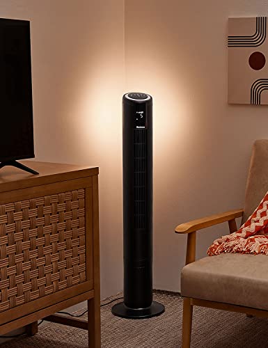 HOLMES 42" Digital Tower Fan with Accent Light, ClearRead Display, High/Low Brightness Level, 80° Oscillation, 5 Speeds, 4 Modes, 8-Hour Timer, Home, Bedroom or Office, Remote Control, Matte Black HOLMES 42" Digital Tower Fan with Accent Light, ClearRead Display, High/Low Brightness Level, 80° Oscillation, 5 Speeds, 4 Modes, 8-Hour Timer, Home, Bedroom or Office, Remote Control, Matte Black