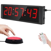Ousmile Gym Timer Uhr für Home Gym, Coundown Time mit Start/Stop Taste, Intervall Timer für Workout, Digital Stoppuhr mit Fernbedienung, 12/24H LED Wand Uhr, Tragbares Home Gym Zubehör
