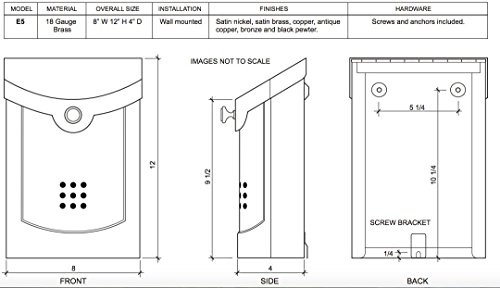 Ecco E5 Wall Mounted Mailbox, Bronze Plated, Small #TOP1