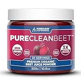 Organic 100% Beet Juice Powder Superfood - 300 Grams - Premium Nitric Oxide Support for Energy, Stamina, and Performance - Physician Formulated - PURECLEAN Powder (10.6 Oz)