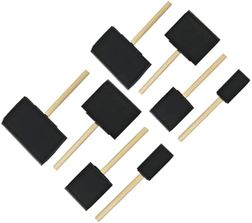 8pc Foam Paint Brush Set - 4 Sizes Sponge Brushes With Wood Handle For Crafts, Staining, DIY Projects