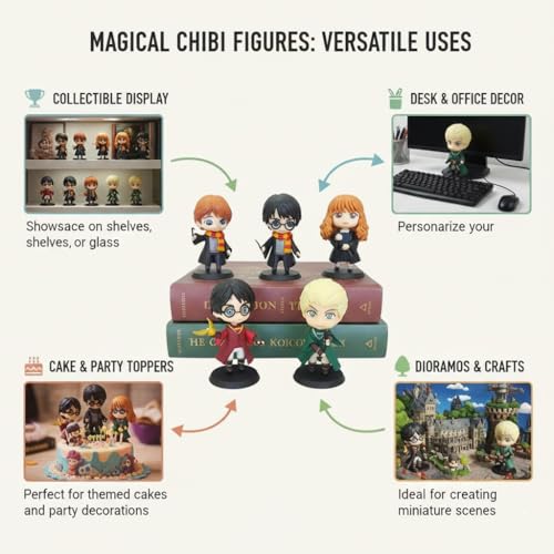 Image of Harry Potter Action Figure Set of 5 Wizard Collectible Collectibless | PVC Anime Action Figures for Fans & Fans - Harry Potter Set - 5 PCS