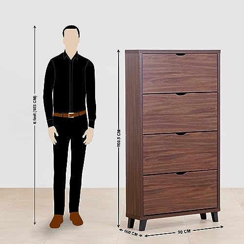 Image of Home Centre Engineered Wood Roger 20 Pair Shoe Rack - Brown, 1196 X 400 X 1050 MM