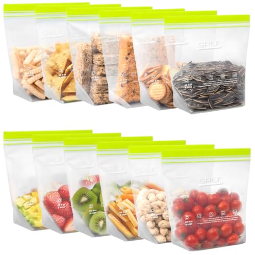 SPLF 12 Pack Reusable Sandwich Bags Dishwasher Microwave Safe, BPA