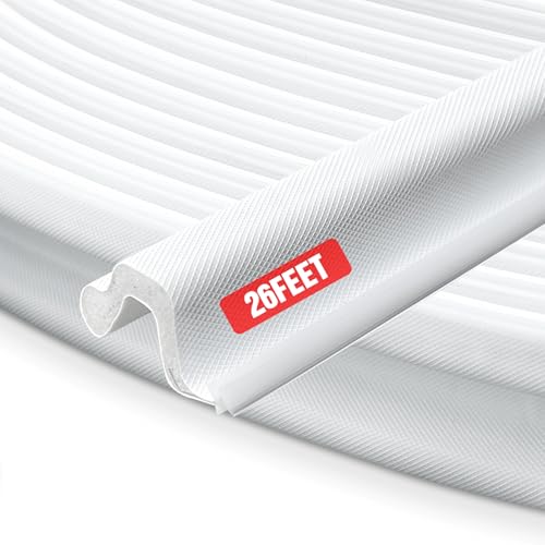 Extra Wide Kerf Door Weatherstripping for Door Frame Seal New Upgrape V-Shaped Front Door Weather Stripping Thicken Exterior Door Weatherstrip for Large Gap White Soundproof Insulation Strip 26Ft