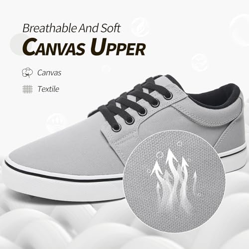 Image of BENPAO Mens White Casual Shoes All Black Fashion Sneakers for Men Low Top Lace Up Canvas Shoes