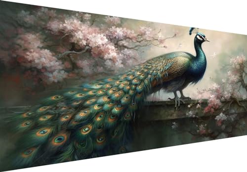 Diamond Painting Fleur de Paon Géant pour Décoration Salon Kit Broderie 5D Jalican 200x100cm