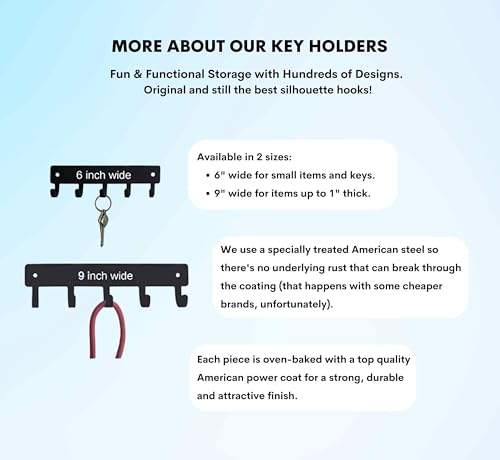 The Metal Peddler MR-PLAIN-9INCH 9 Inch Key Holder & Sports Medal Hanger | Color: Black With 5 Hooks thumb #5