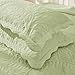MarCielo 100% Cotton Embroidered Quilted Pillow Shams -Standard - Green