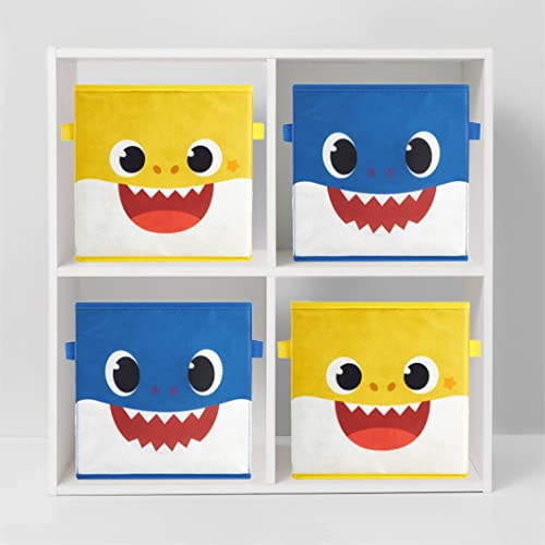 Image of Idea Nuova Baby Shark Collapsible Storage Cubes, Set of 2, 10 inchx10 inch,Baby Shark Blue /Yellow