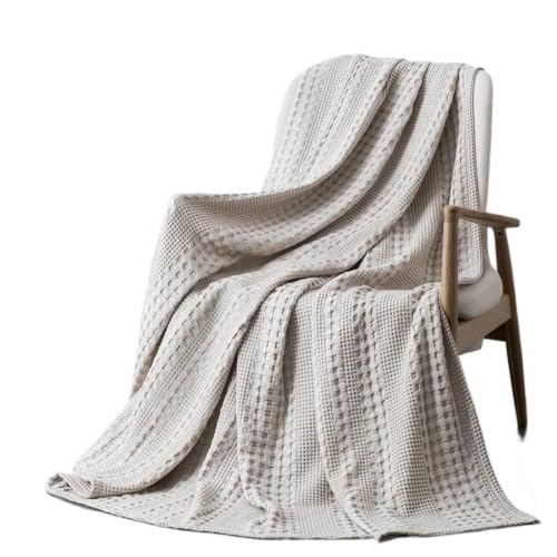 Manta para sofá de algodón tipo gofre colcha fina de verano para cama gris 3