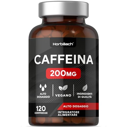 Caffeina Integratore 200 mg | 120 compresse vegane | Caffeine Pills ad alte dosi | by Horbaach