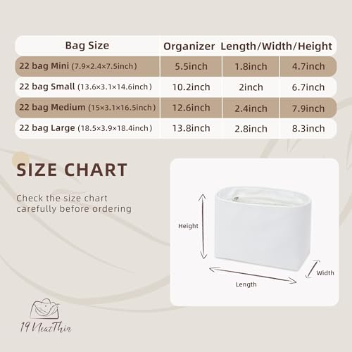 19 NeatThin 22 Bag Organizer Insert, Lightweight Bag Insert Compatible with Chanel 22, Waterproof Surface and Silky Satin Interior (White, Medium) by 19 NeatThin - Used condition - Image 2