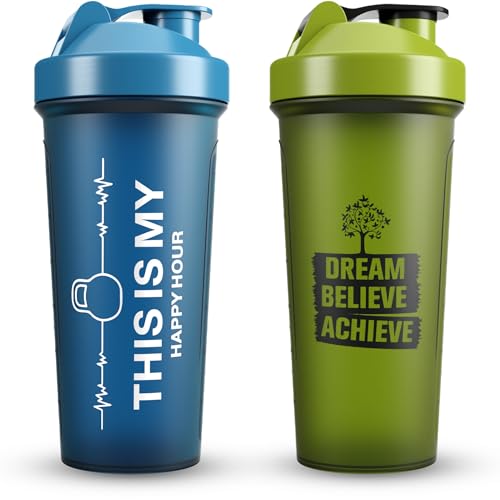 JEELA SPORTS [2 PACK Protein Shaker Bottles for Protein Mixes - 24 OZ - Dishwasher Safe Shaker Cups for Protein Shakes - Shaker Cup for Blender - Protein Shake Blender Protein Bottle - Gifts, Gym
