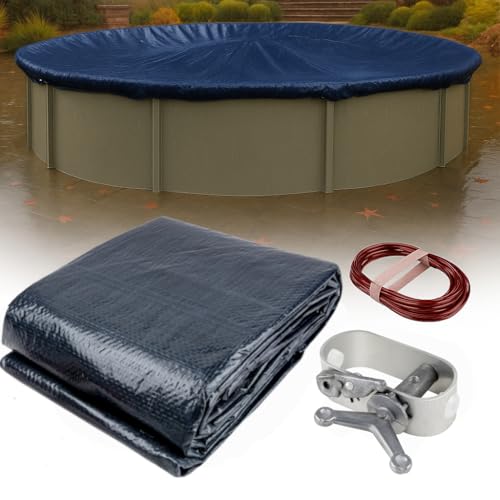 Winter Block 30 ft. Premium Round Pool Winter Cover for Above Ground Pools 10-Year Warranty Cold and UV Resistant Weatherproof and Durable Winch & Cable Included