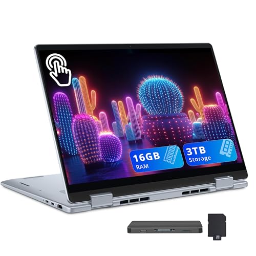Image of Dell Plus 14 inch 2-in-1 FHD+ Touchscreen Laptop, Intel Ultra 7 256V, 16GB RAM, 3TB Storage (2TB SSD+1TB Docking Station Set), Copilot, Backlit Keyboard, Fingerprint Reader, Wi-Fi 7, Win 11, Ice Blue
