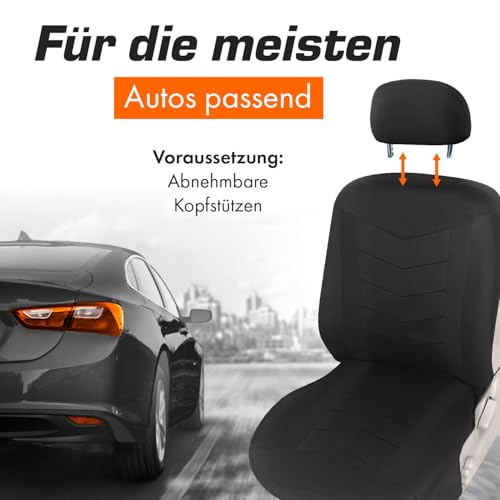 Upgrade4cars Auto-Sitzbezüge Set Universal schwarz | Auto-Schonbezüge Vordersitze & Rückbank | Auto-Sitzbezug Schwarz | Autozubehör Innenraum | Geschenke für Frauen und Männer