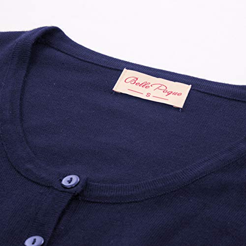 Navy Blue Cardigan Women's Short Sleeve Cropped Cardigan Small #TOP4