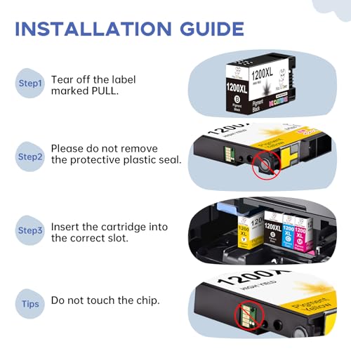 Image of Miss Deer Maxify 1200XL Ink Cartridges Compatible for Canon PGI-1200XL 1200XL Work for Canon MAXIFY MB2720 MB2050 MB2350 MB2320 MB2020 MB2120, 2 Sets(2BK,2C,2M,2Y)