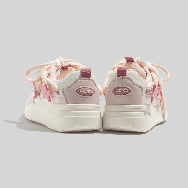 Star Shoes Walking Sneakers for Women Platform White Shoes Soft Comfortable Cute Star Sheep Decor US4-84
