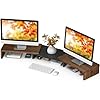 Tavr dual monitor stand riser computer monitor stands for 2 monitors extra long multifunctional desktop organizer riser for computer laptop pc printer tv max 482 length rustic brown  urban country home decor