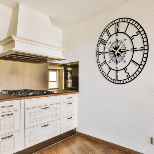 Image of Stylish Metal Wall Clock for Living Room, Bedroom, Office, Kitchen, Home and Hall | Antique Fancy Big Size Modern Wall Watch for Home Decor (DA-117, 50 CM)