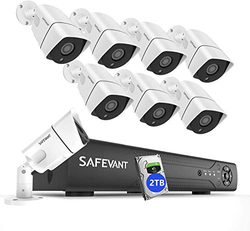 [8CH 2TB] PoE Security Camera System,SAFEVANT 8 Channel Home NVR Systems with 8pcs
