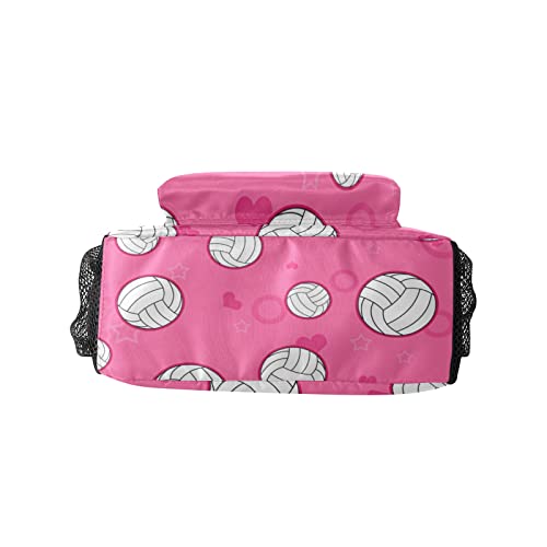 Cute Volleyball Pattern Pink Personalized Backpack Waterproof Shoulder Bag for Birthday Holiday Gift with Name3
