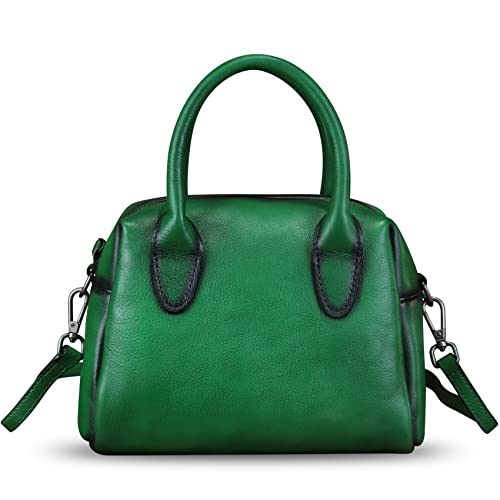 Image of Genuine Leather Handbag for Women Leather Top Handle Purse Retro Handmade Satchel Vintage Crossbody Hobo Bag