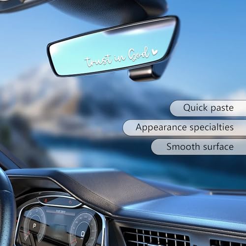 Image of 2PCS Trust in God Rearview Mirror Decals, Auto Stickers and Decal, Waterproof Window Sticker, Car Rearview Mirror Decorative Stickers, Universal for Vehicle, Truck, Laptop (White)