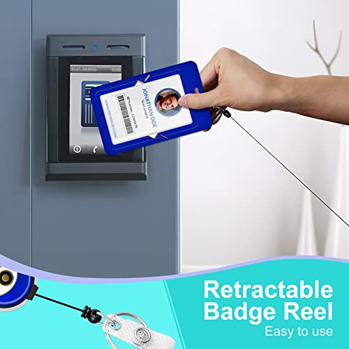 Plifal Suporte de crachá de identificação com cordão e clipe de carretel retrátil, etiqueta de nome