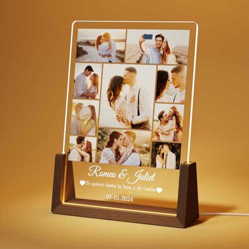 LUCKOR Lampara Personalizada con Foto - Regalos Originales para Mujer Amigas - Regalos Personalizados para Parejas Novio Novia - Ideas Regalos Aniversario Navidad Cumpleaños San Valentin