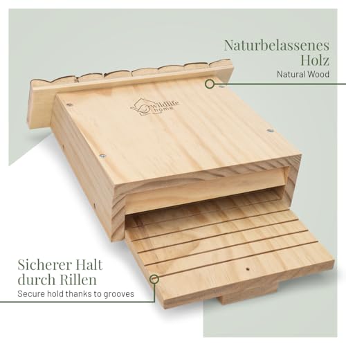 WILDLIFE HOME Großer Schwerer Fledermauskasten mit Rindendach nach NABU - Fertig Montiert & 100% Wetterfest - Verschraubt, Fledermaus-Haus & Nistkasten Fledermäuse, Sommer & Winterquartier