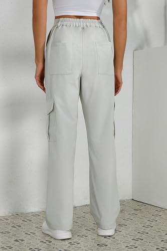 Women High Waisted Cargo Pants with Pockets Bussiness Casual Wide Leg Pants2