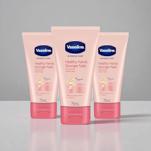 3 x 75 ml Vaseline INTENSIVE CARE Healthy Hands & Stronger Nails Hand Cream with Keratin