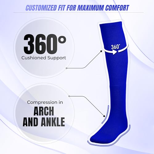 Vizari League Sports Socks for Boys and Girls | Polyester and Stretchable Adult League Socks | Soccer Socks with 360° Arch and Ankle Support | Football socks (Pack of 3)4