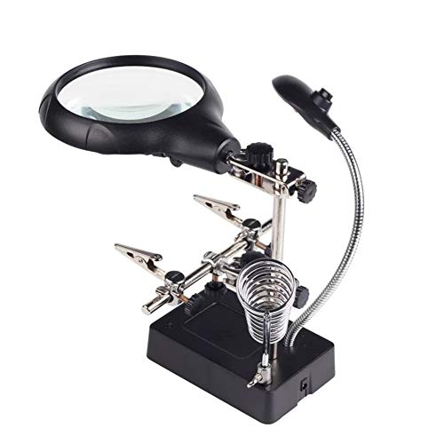 Lupas, Lupa de Escritorio con luz, Lente HD 10X, Lupa Manos Libres para electrónica Industrial, Reloj de Soldadura, lámpara de Mesa LED móvil Phrepair, Anciano Leyendo Comfortable Anniversary