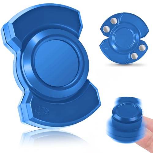 Image of 3-in-1 Fidget Spinner Toy for Adult Metal Slider Clicker Spinner Magnetic for Adult Men Office Desk Toy Stress Anxiety Relief ADHD Magnet EDC Cool Gadget Gifts Easter Basket Stuffer - Blue