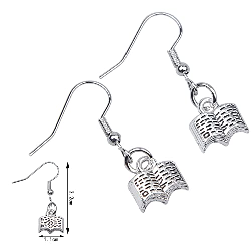 XNHIU Story Book Earrings Book Earrings On Sterling Silver Hooks Library Earrings Accessories for Book Lover Reader Teacher