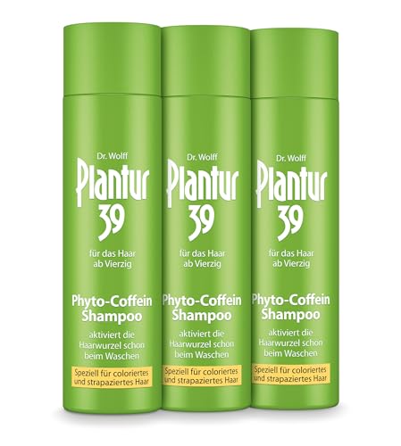 Plantur 39 Phyto-Coffein-Haarshampoo für Damen - 3 x 250ml - speziell für coloriertes und strapaziertes Haar | Koffein gegen Haarausfall bei Frauen | stärkt das Haarwachstum