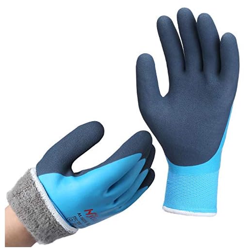 DS Safety Waterproof Gloves for Men and Women, Winter Work Gloves for Cold Weather, Touchsreen, Thermal Insulated Freezer Gloves, With Grip Blue Size Large