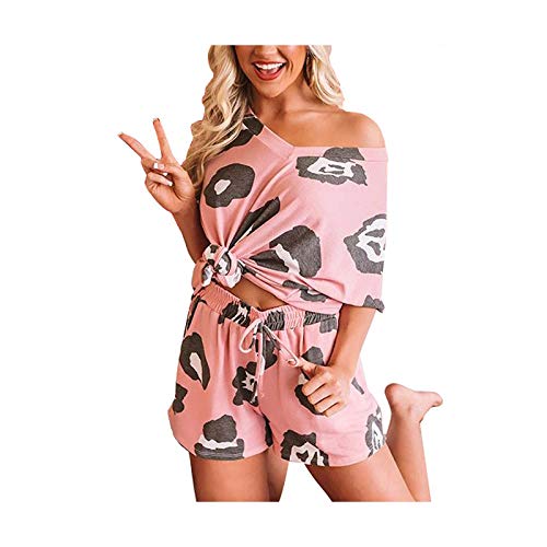 Pijama Mujer Jersey con Cuello En V Manga Corta Dibujos Animados Lindo...